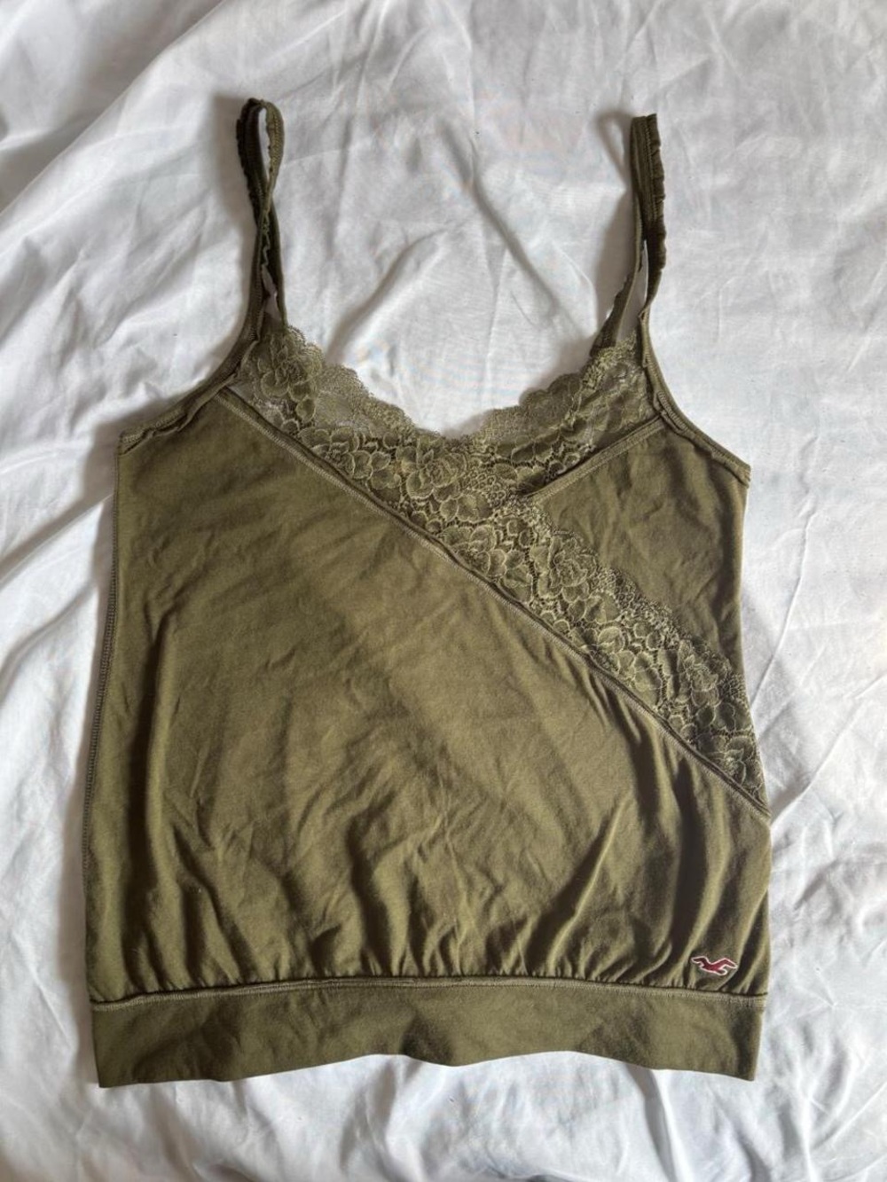 Hollister Olive Lace-Trim Cami Tank Top